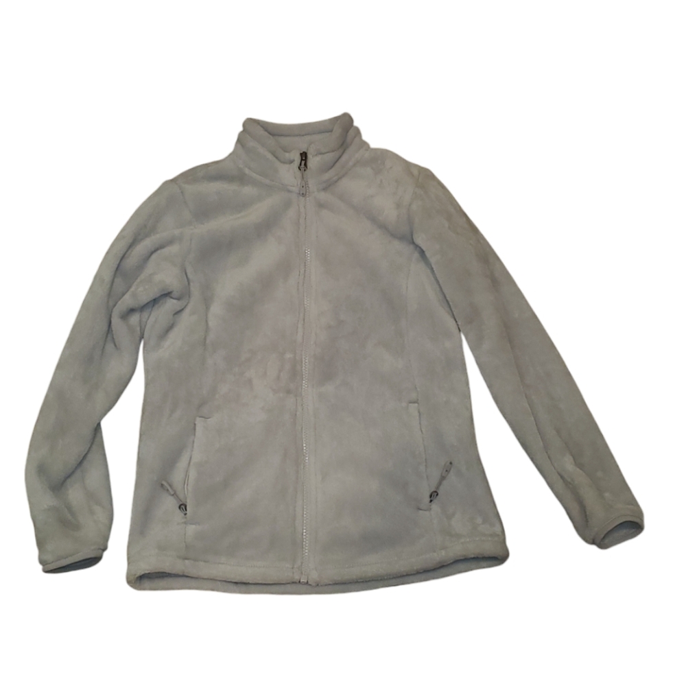 32 Degrees Heat Faux Fur Plush Full Zip Up Jacket size Large in Gray